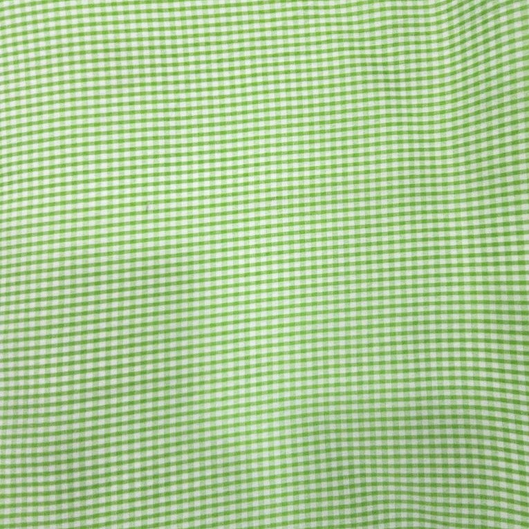 Green Checked Cotton Fabric, laid flat