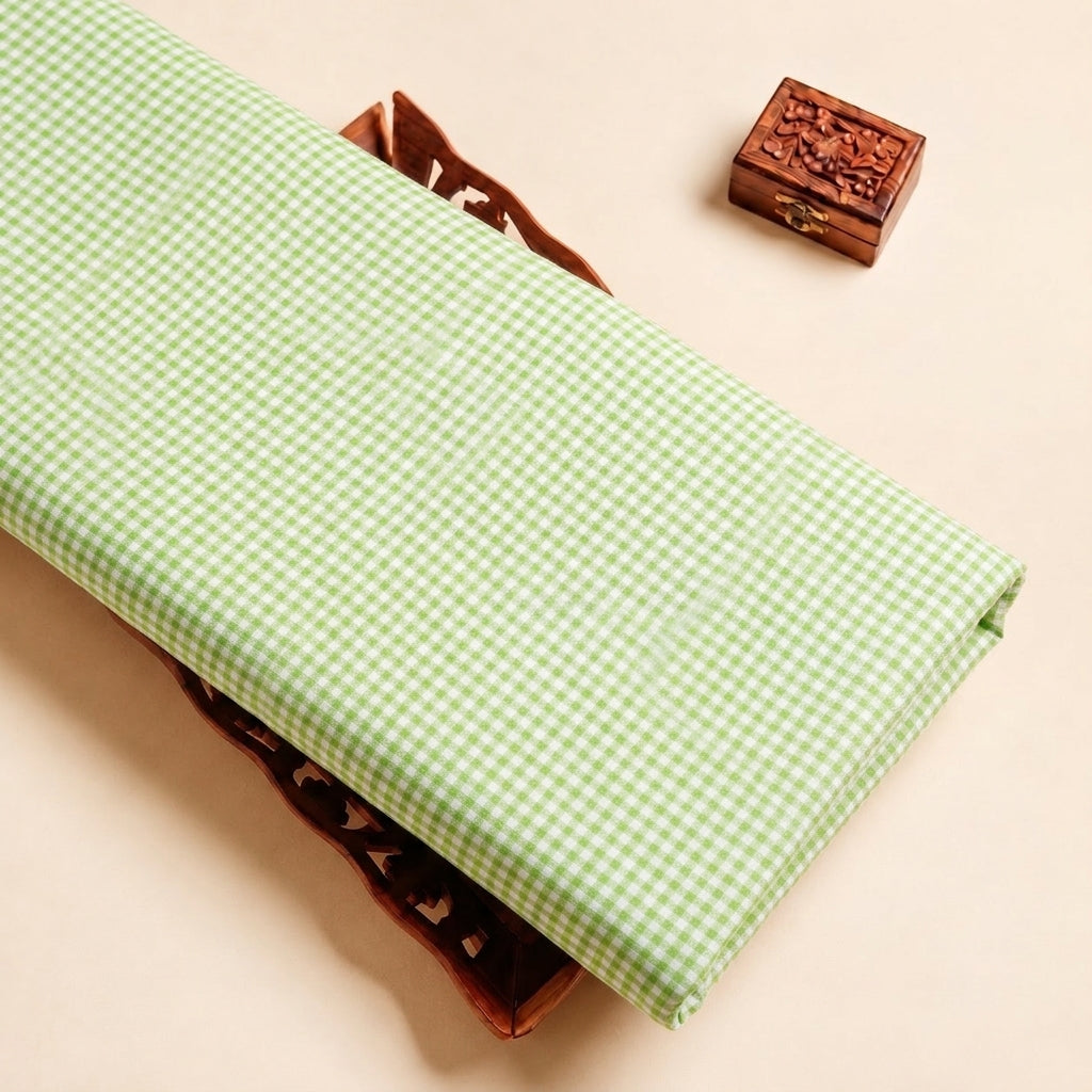 Green Checked Cotton Fabric