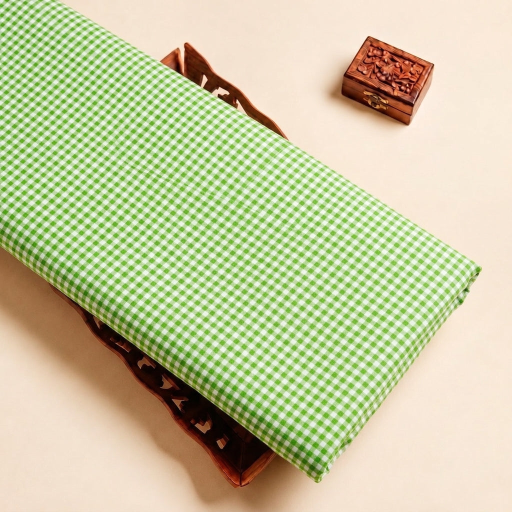 Green Checked Cotton Fabric