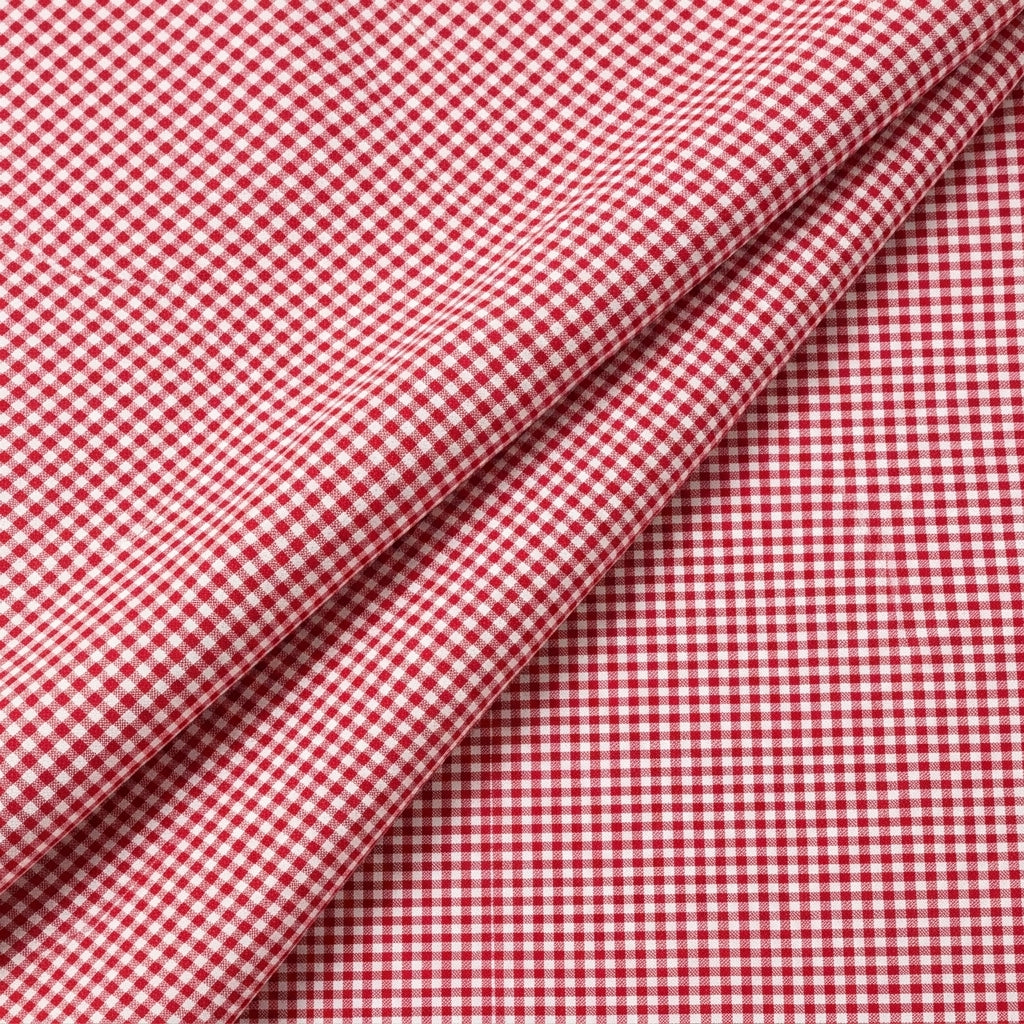 Folded Red Checked Cotton Fabric