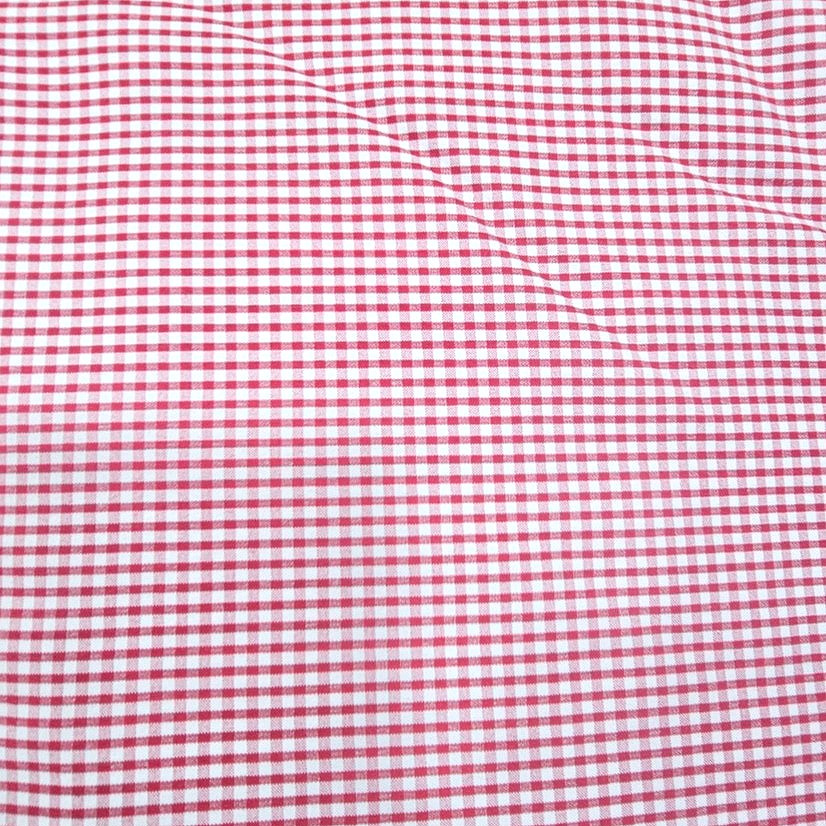 Red Checked Cotton Fabric, laid flat