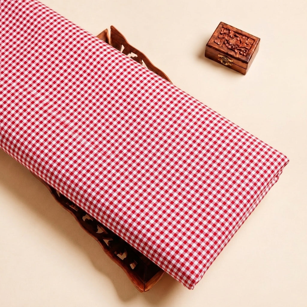 Red Checked Cotton Fabric