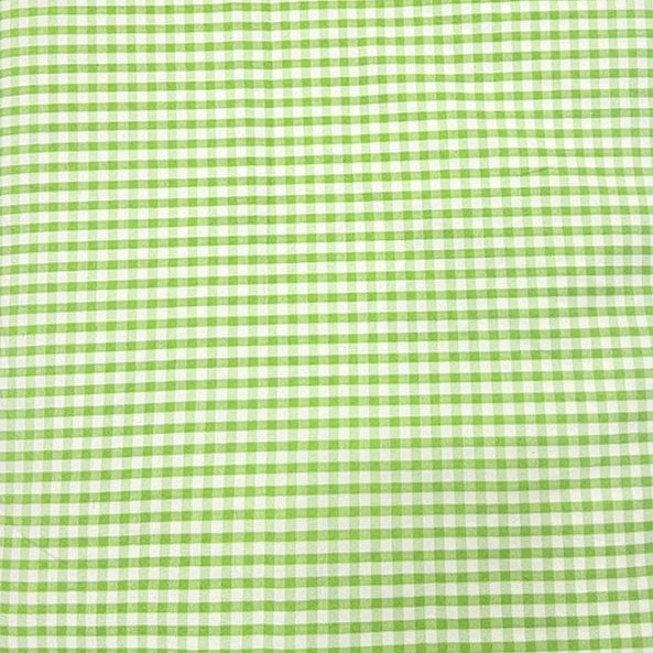 Green Checked Cotton Fabric, laid flat