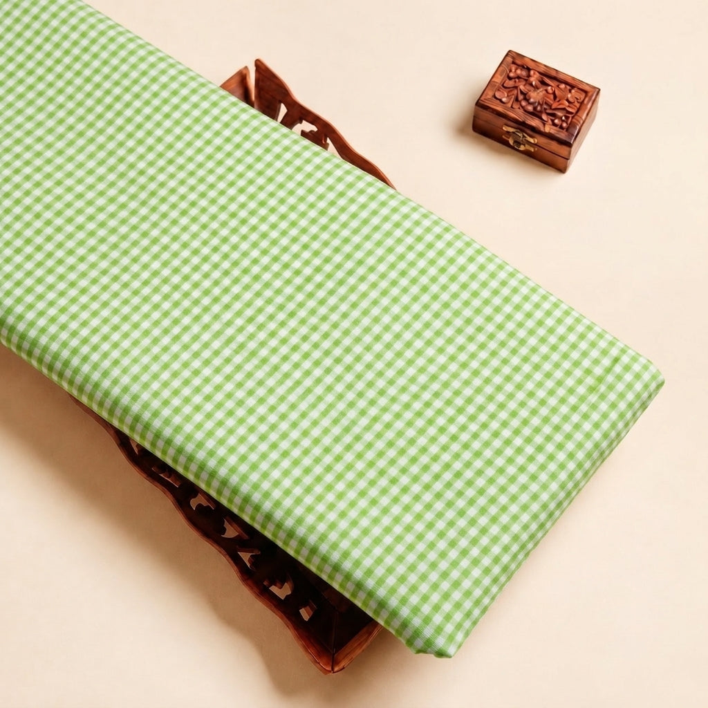 Green Checked Cotton Fabric