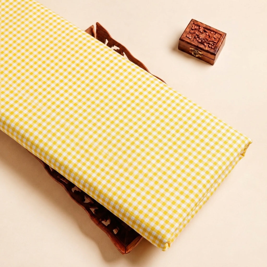 Yellow Checked Cotton Fabric