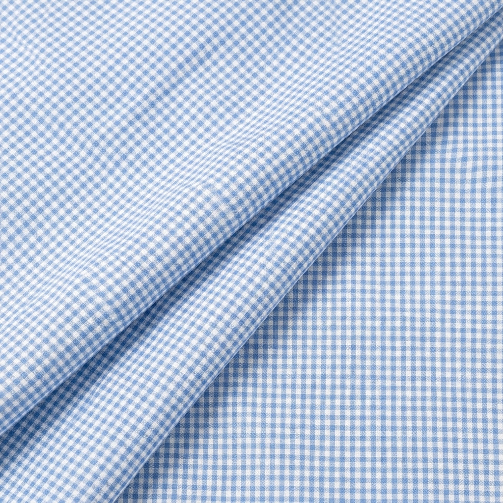 Folded Blue Checked Cotton Fabric