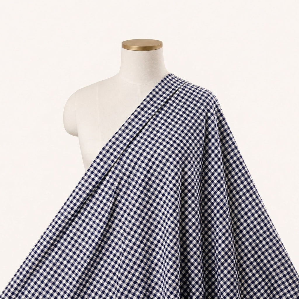 Black Checked Cotton Fabric Draped as a saree