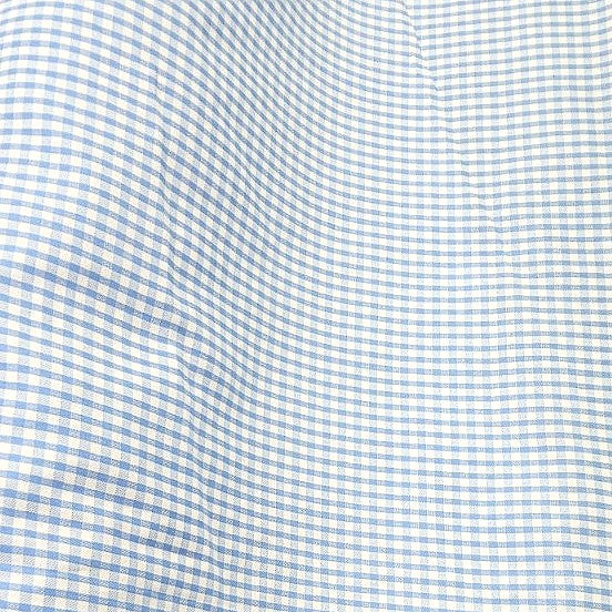 Blue Checked Cotton Fabric, laid flat