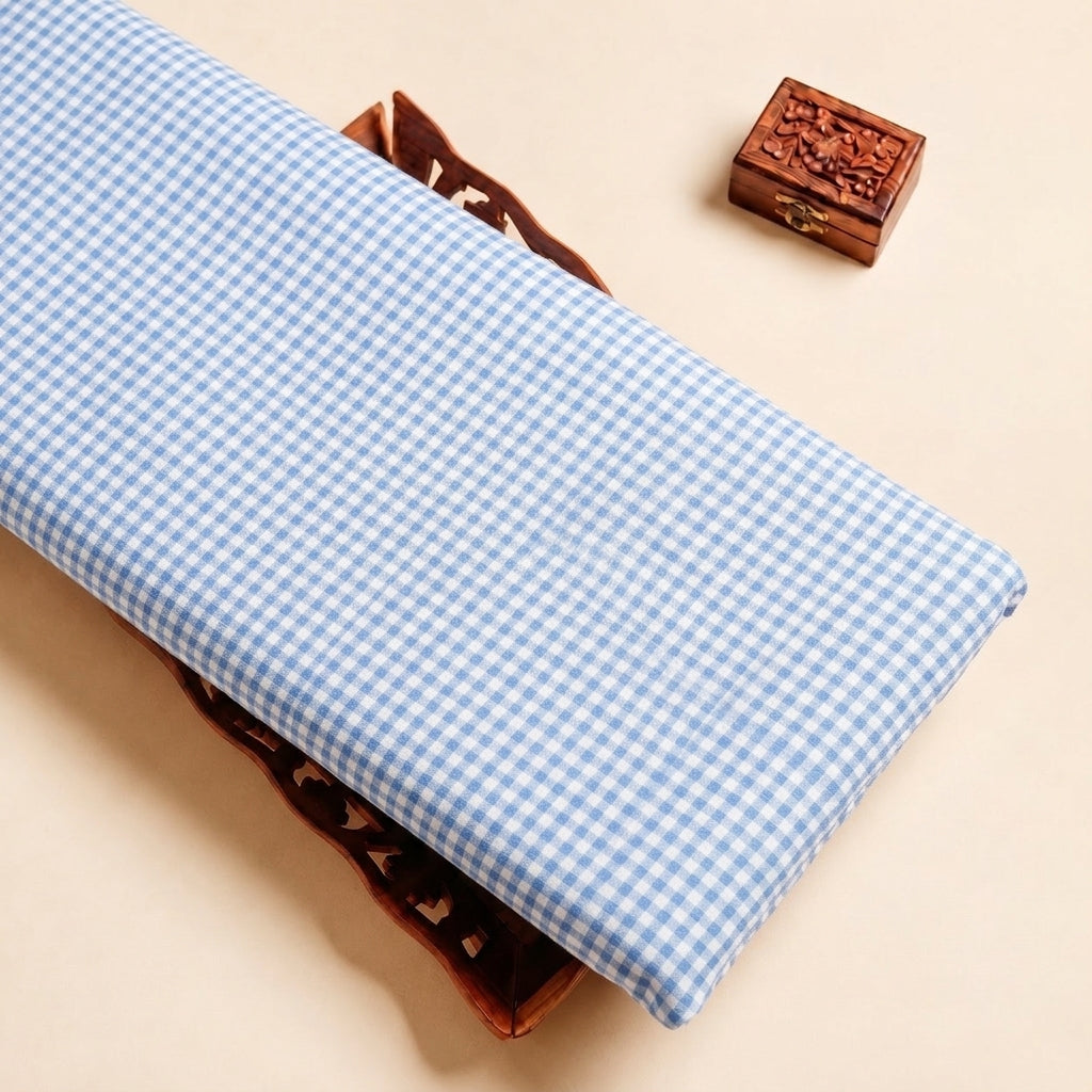 Blue Checked Cotton Fabric