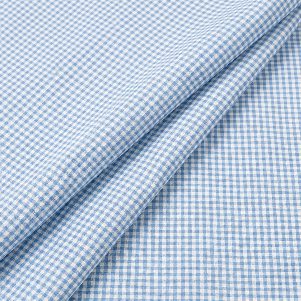 Folded Blue Checked Cotton Fabric