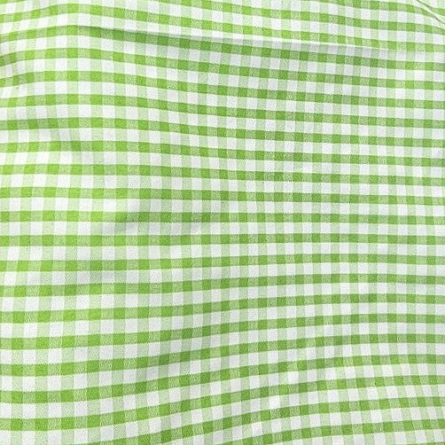Green Checked Cotton Fabric, laid flat