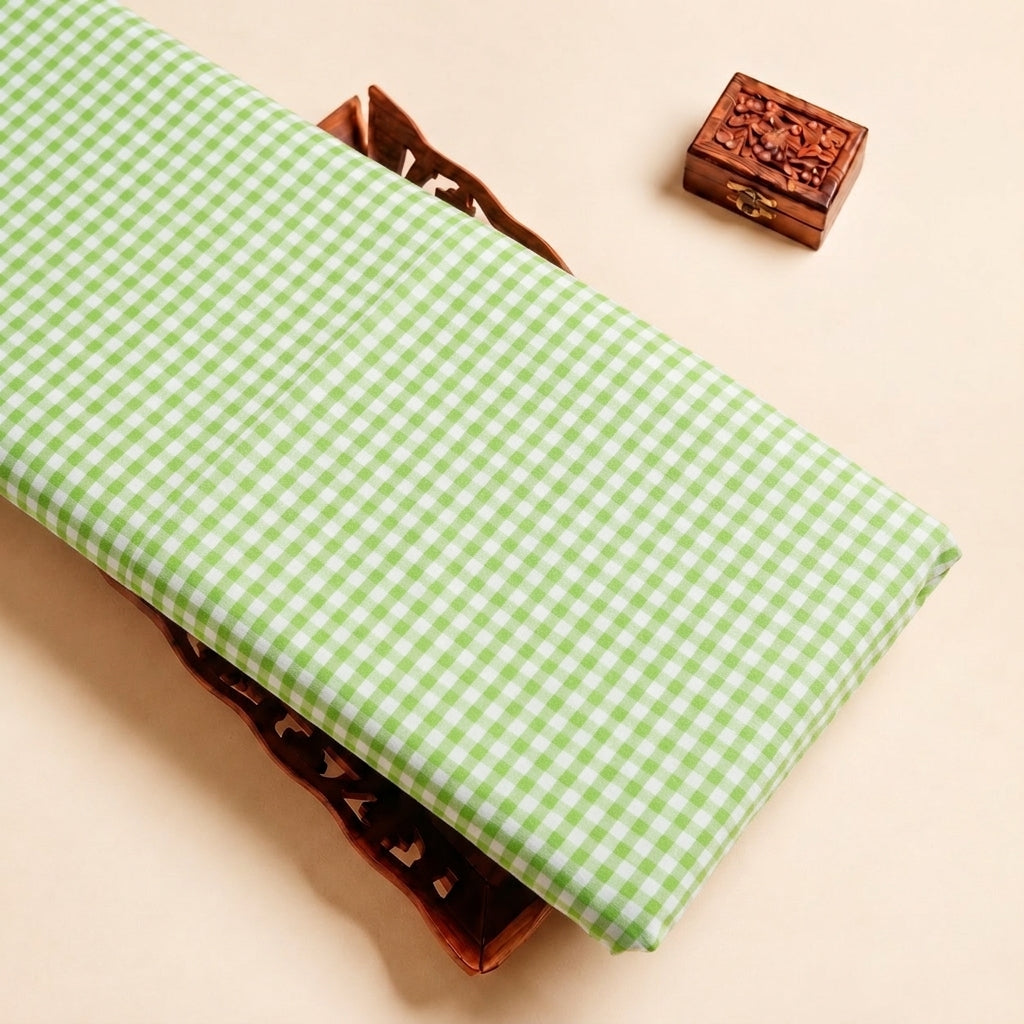 Green Checked Cotton Fabric