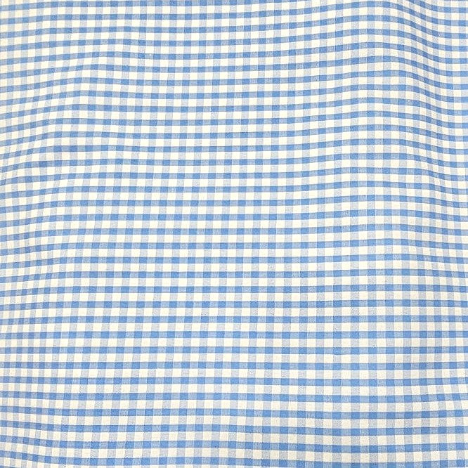 Blue Checked Cotton Fabric, laid flat
