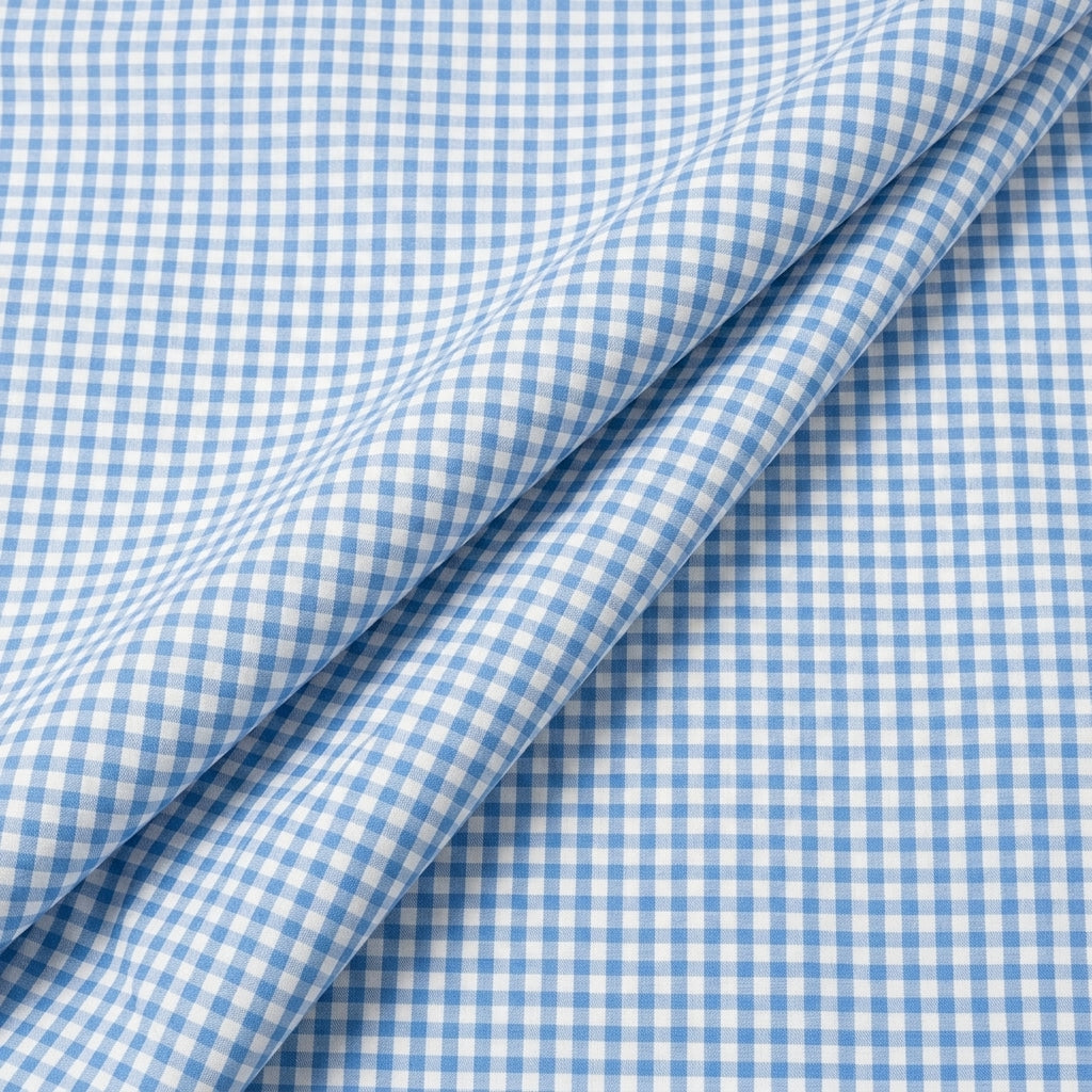 Folded Blue Checked Cotton Fabric