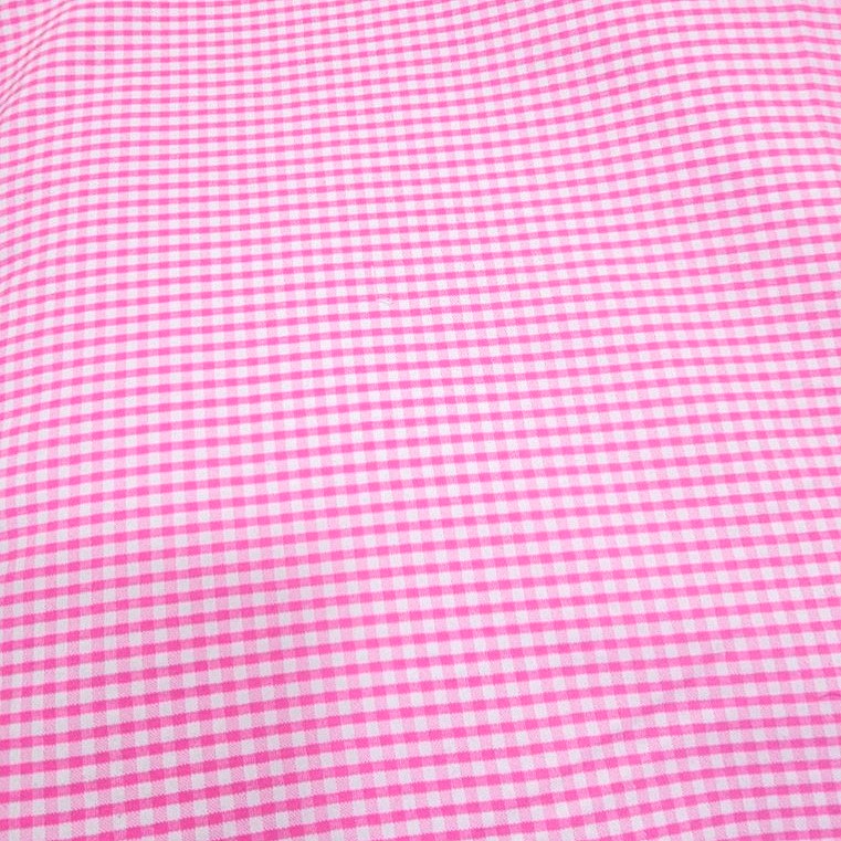 Pink Checked Cotton Fabric, laid flat
