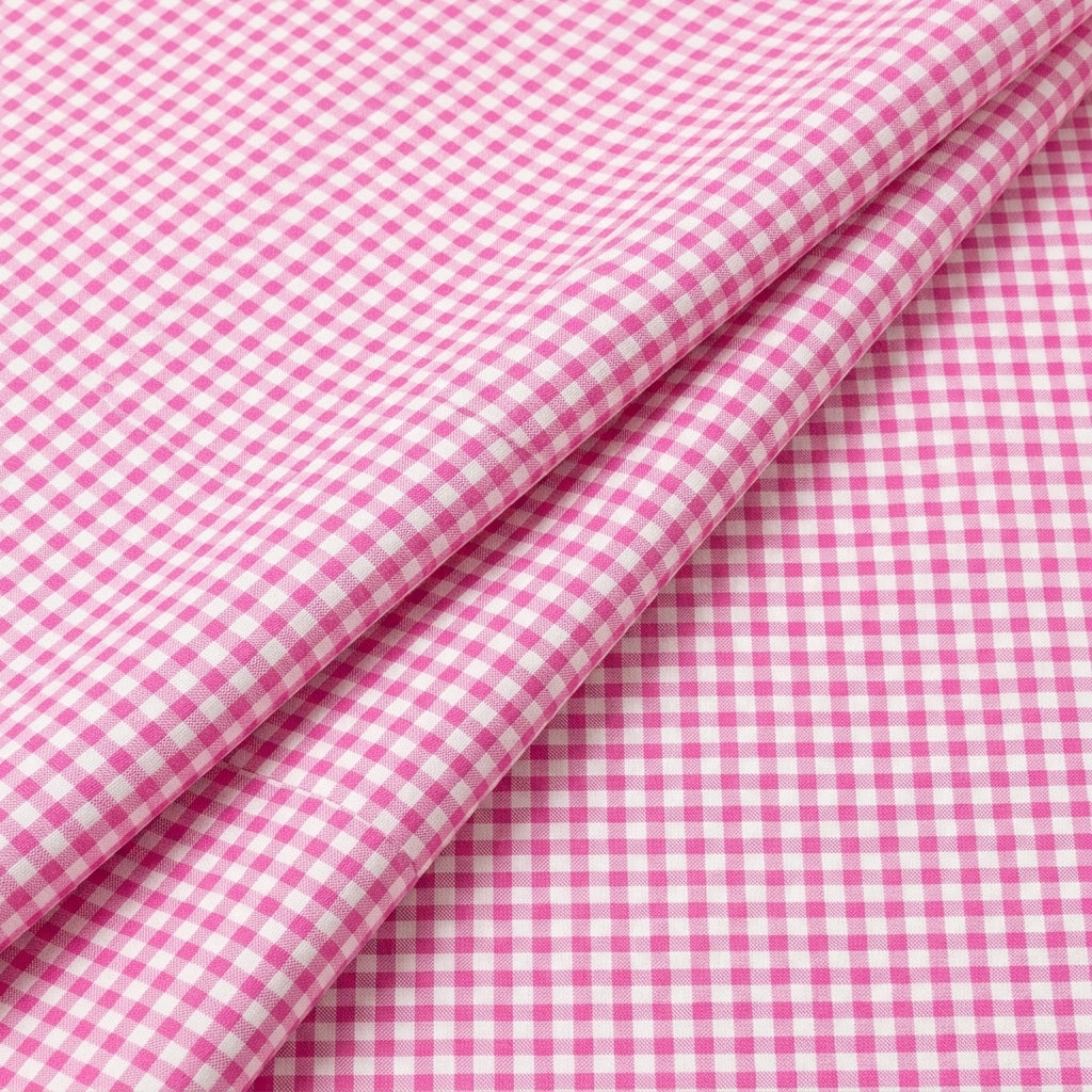 Folded Pink Checked Cotton Fabric