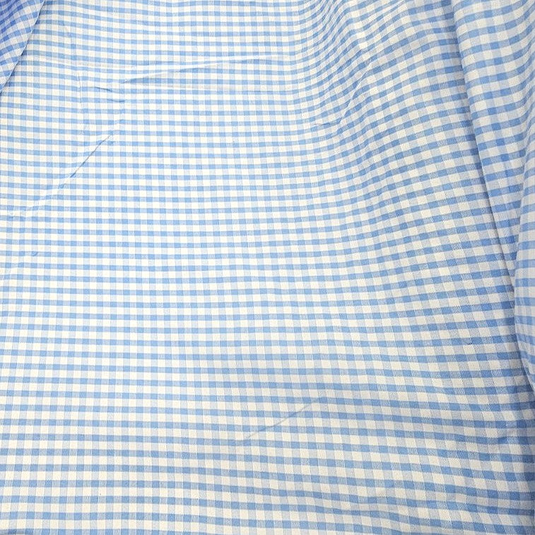 Blue Checked Cotton Fabric, laid flat