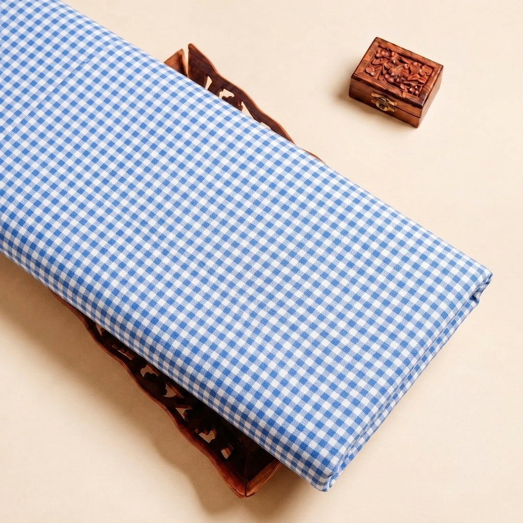 Blue Checked Cotton Fabric