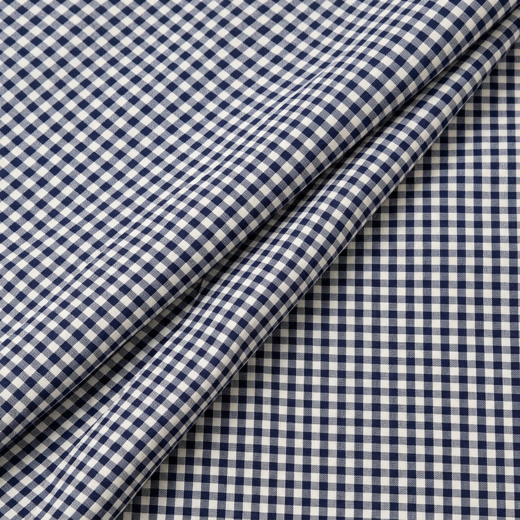 Folded Black Checked Cotton Fabric