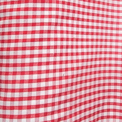 Red Checked Cotton Fabric, laid flat