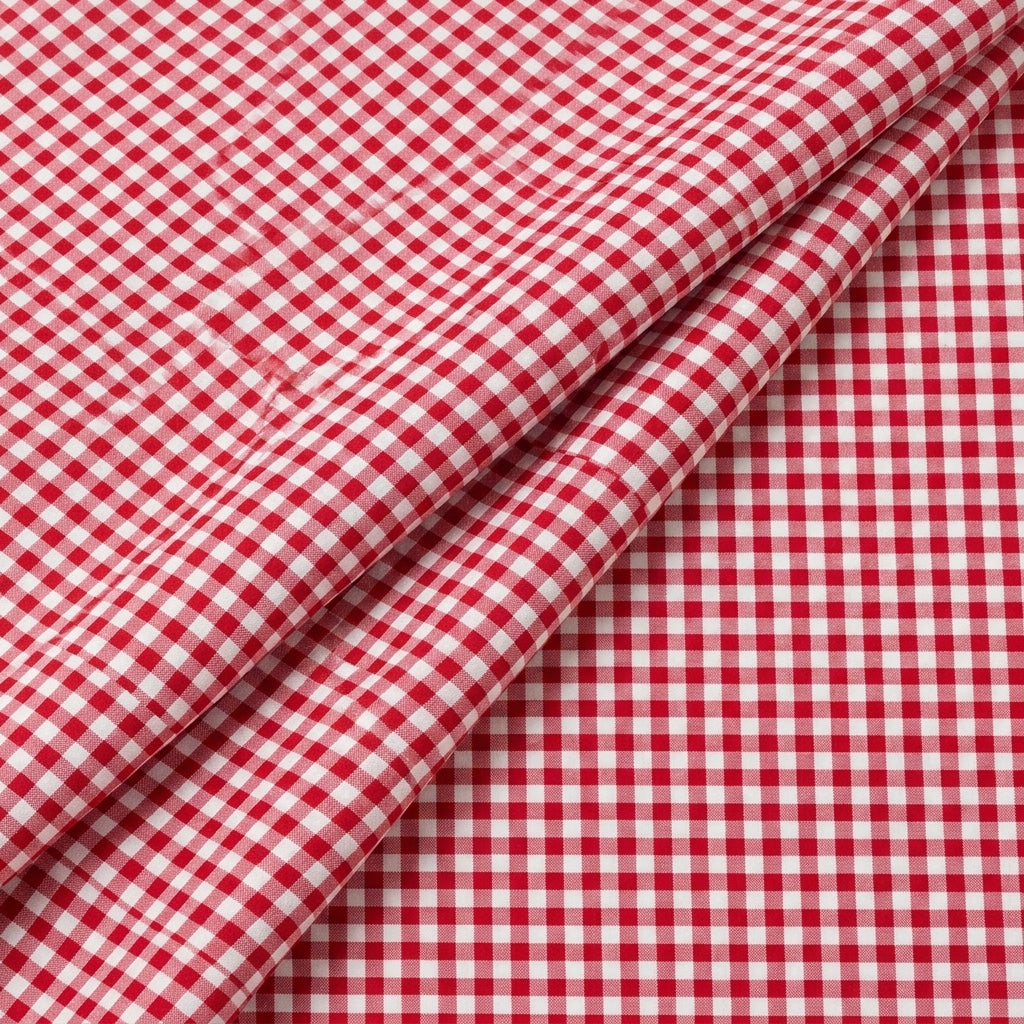 Folded Red Checked Cotton Fabric