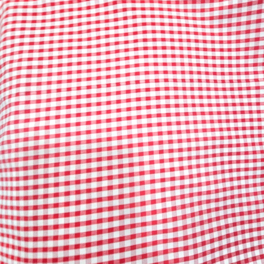 Red Checked Cotton Fabric, laid flat