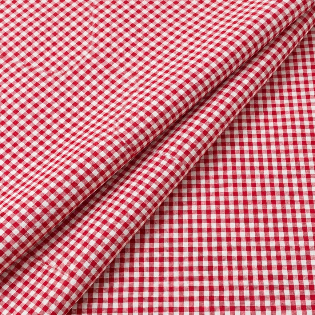 Folded Red Checked Cotton Fabric
