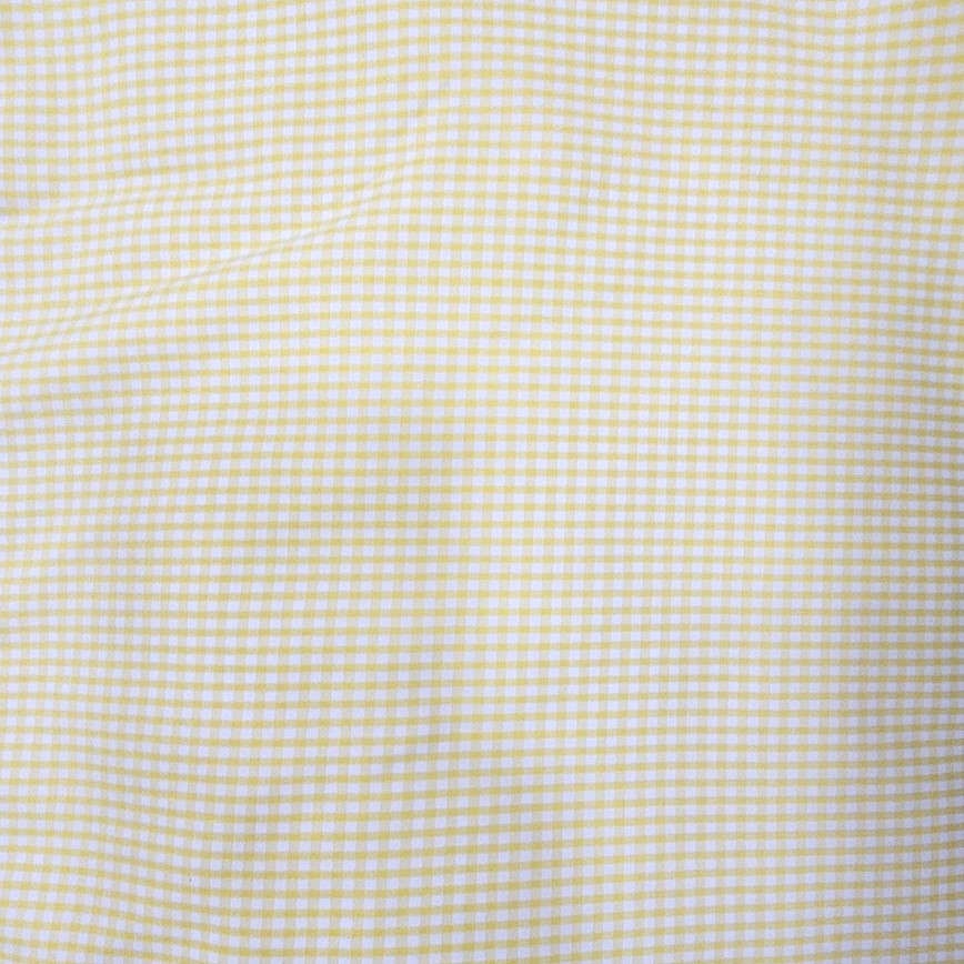 Yellow Checked Cotton Fabric, laid flat