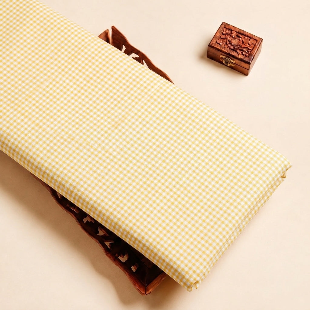 Yellow Checked Cotton Fabric