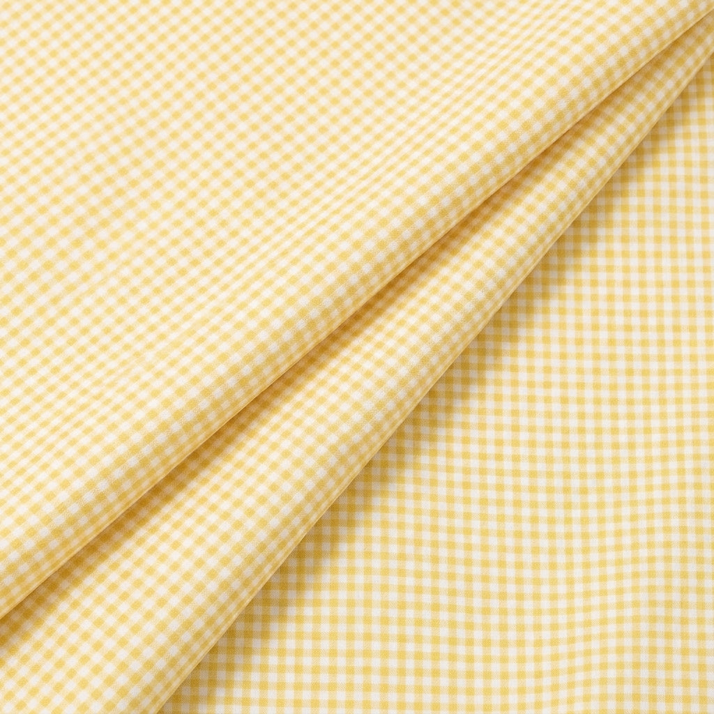 Folded Yellow Checked Cotton Fabric