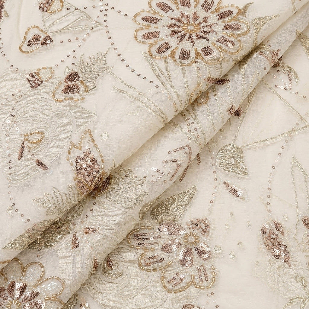Folded White Embroidery Tissue Fabric
