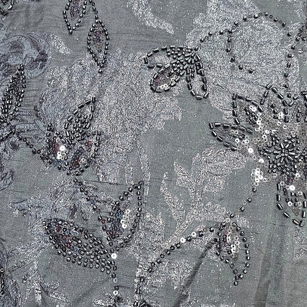 Black Embroidery Tissue Fabric, laid flat