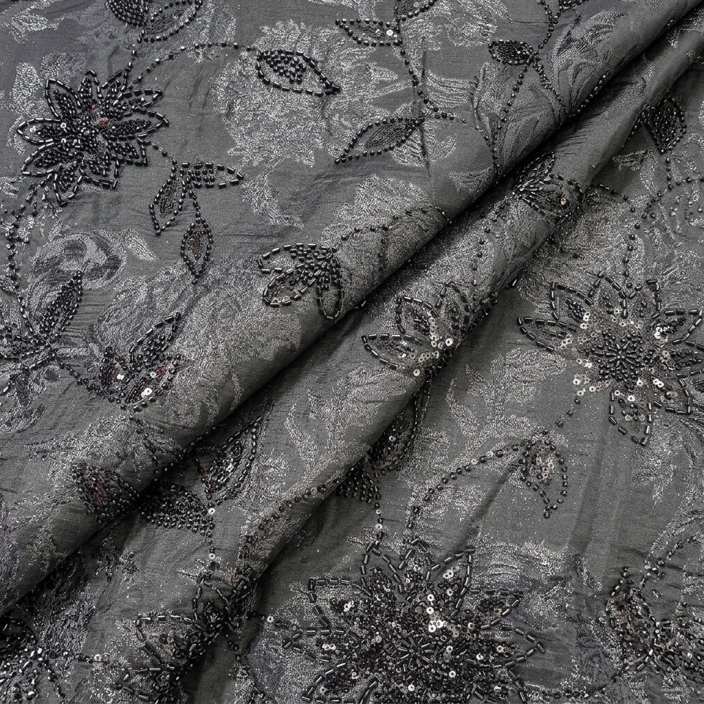 Folded Black Embroidery Tissue Fabric