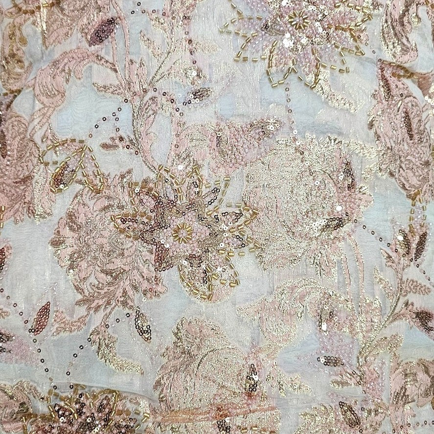 Light Blue Embroidery Tissue Fabric, laid flat