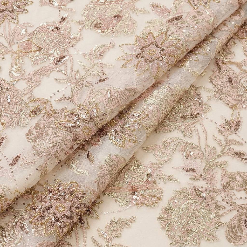 Folded Light Blue Embroidery Tissue Fabric