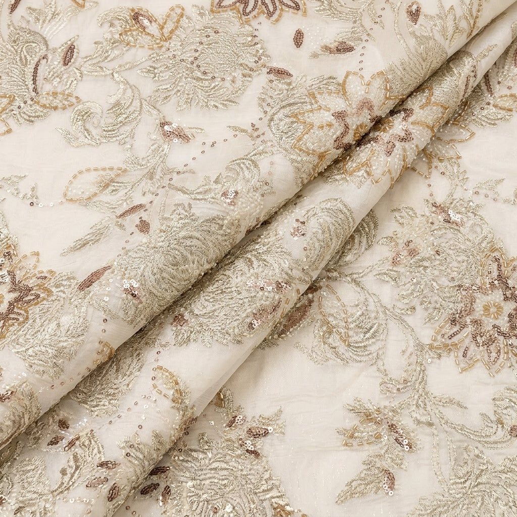 Folded Baby Pink Embroidery Tissue Fabric
