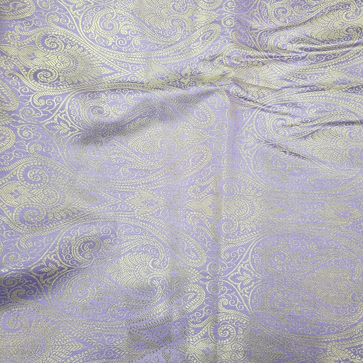 Violet Zari Semi Banaras Fabric, laid flat