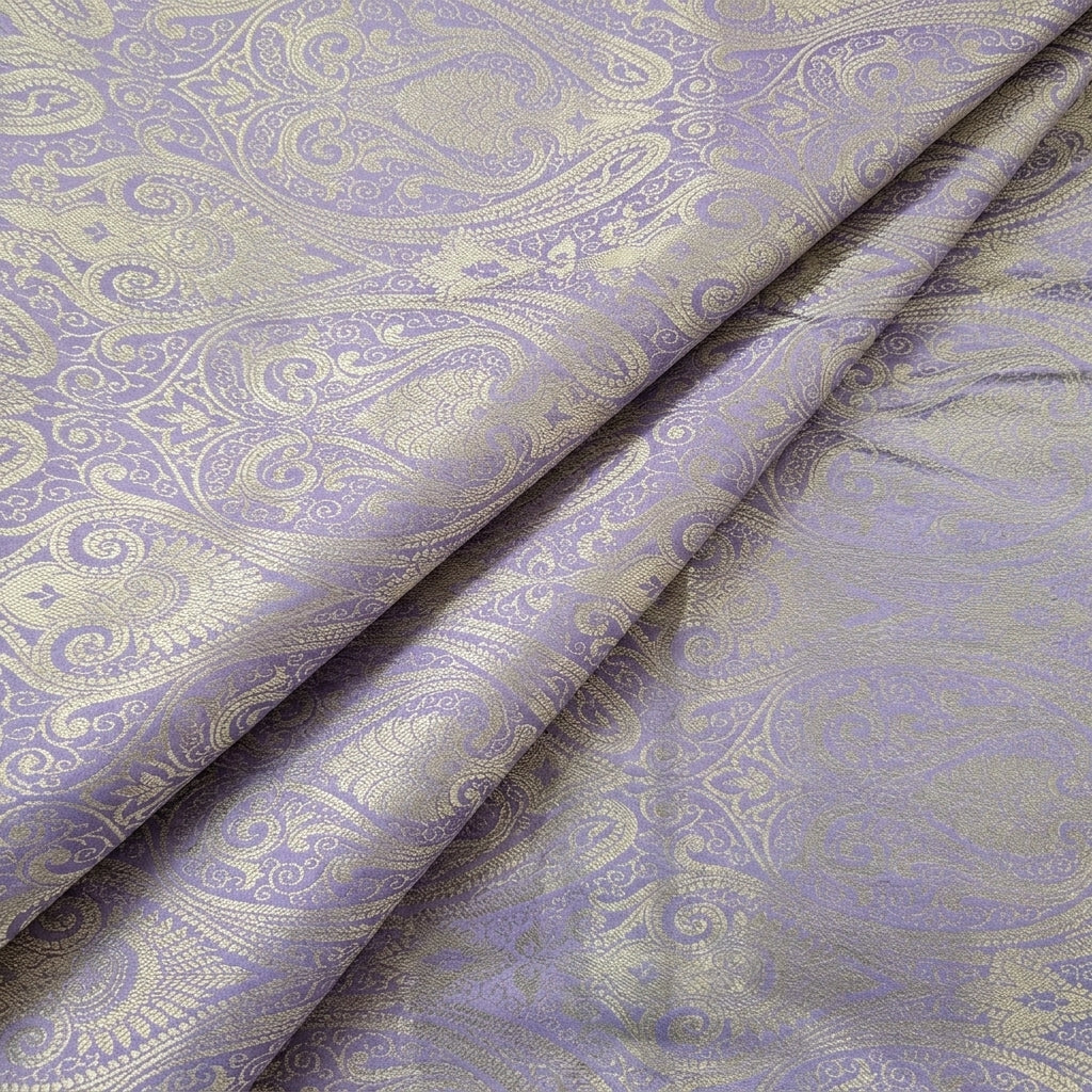 Folded Violet Zari Semi Banaras Fabric