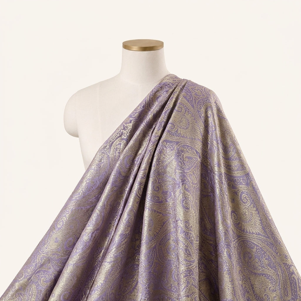 Violet Zari Semi Banaras Fabric Draped as a saree