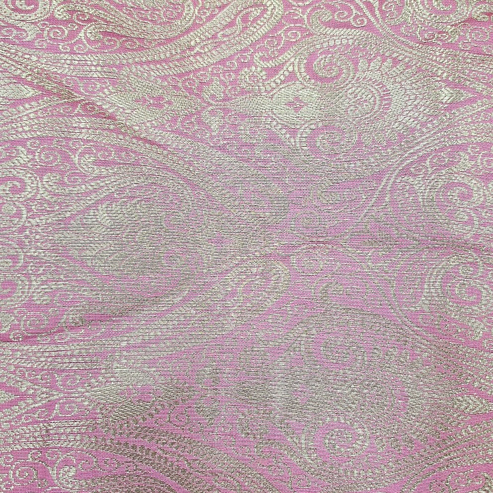 Light Violet Zari Semi Banaras Fabric, laid flat