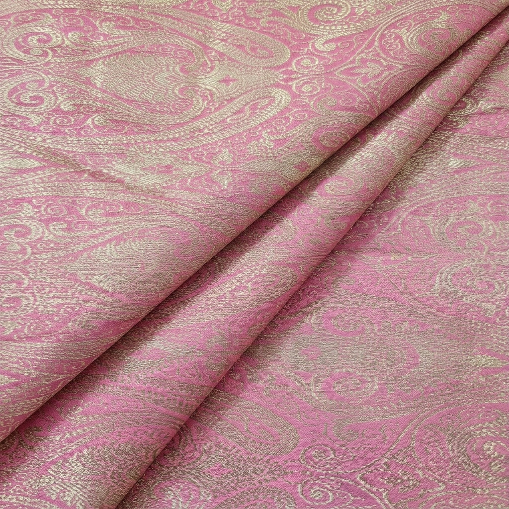 Folded Light Violet Zari Semi Banaras Fabric