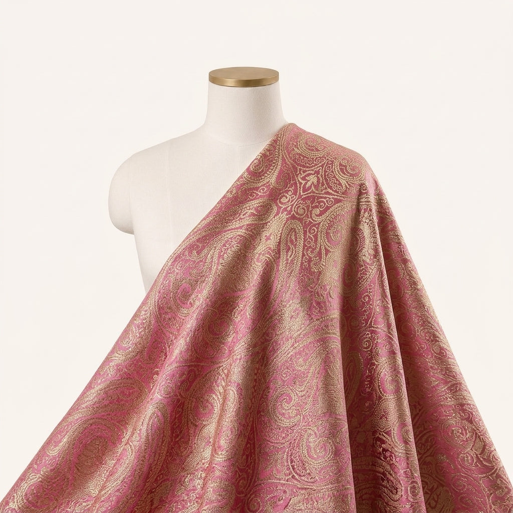 Light Violet Zari Semi Banaras Fabric Draped as a saree