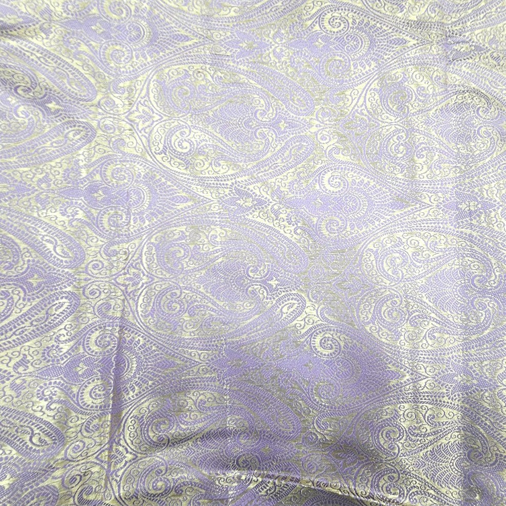 Violet Zari Semi Banaras Fabric, laid flat