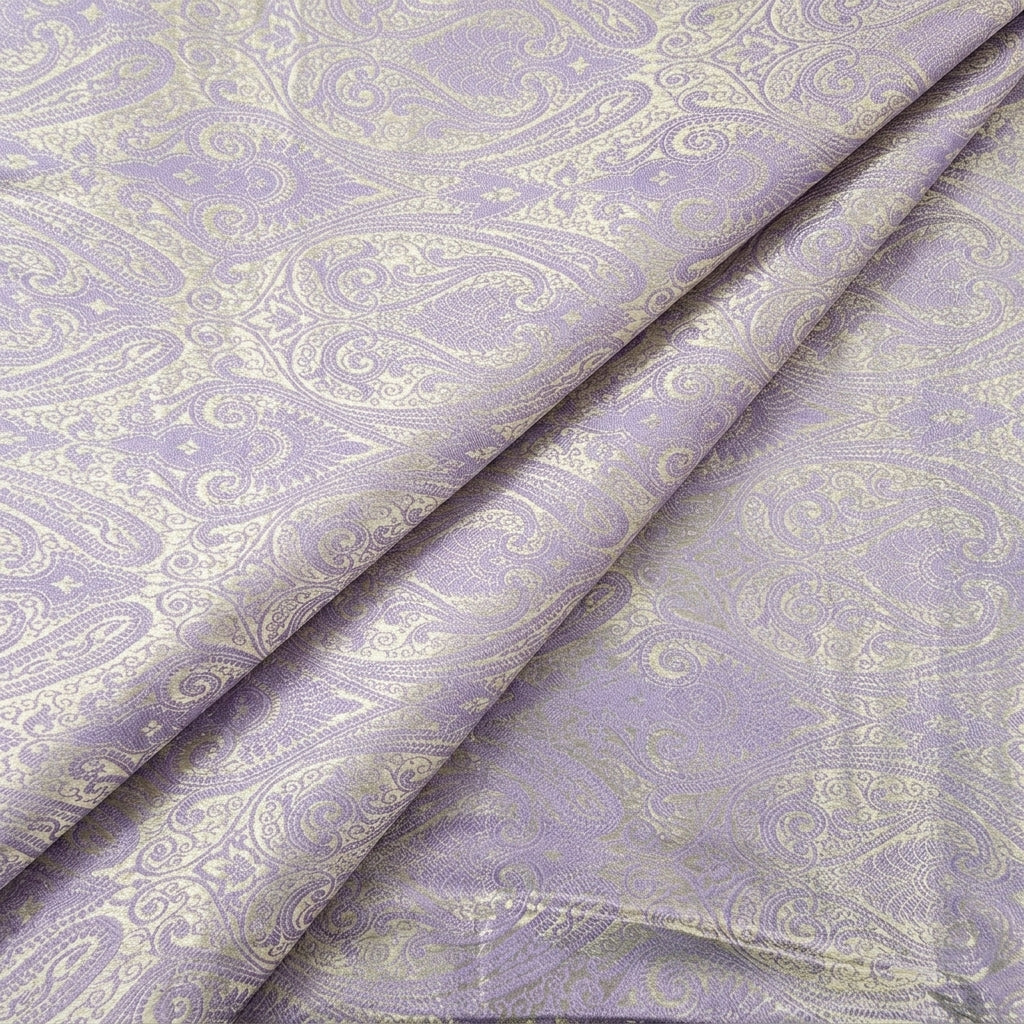 Folded Violet Zari Semi Banaras Fabric