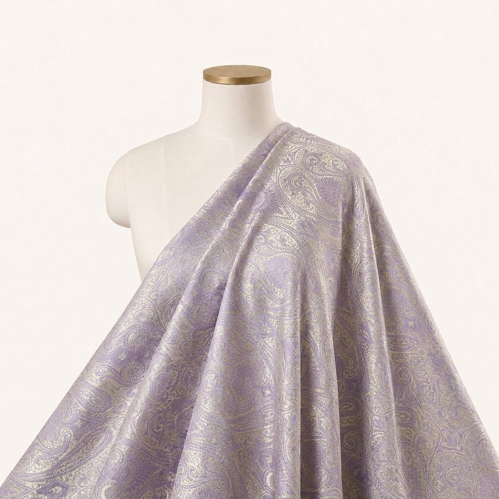 Violet Zari Semi Banaras Fabric Draped as a saree