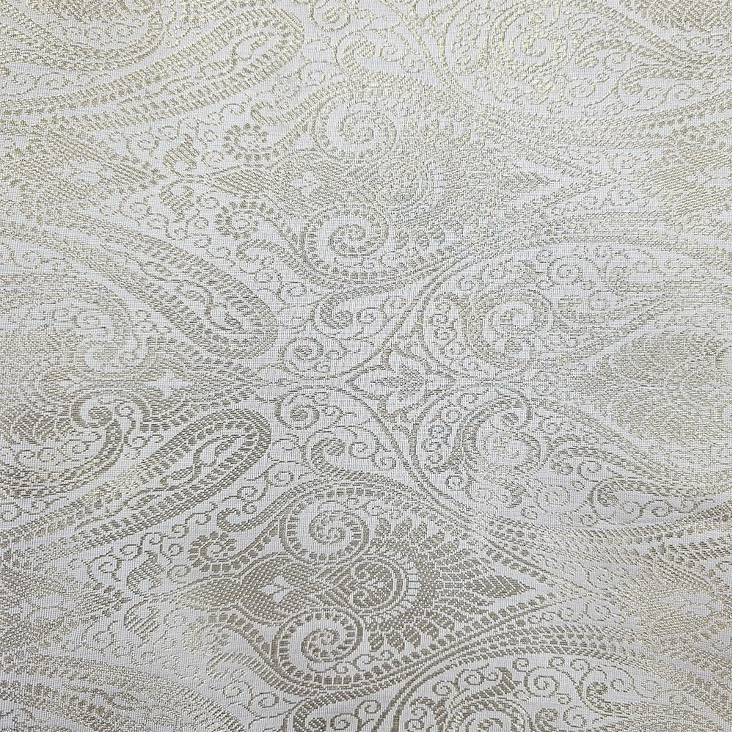 Cream Zari Semi Banaras Fabric, laid flat