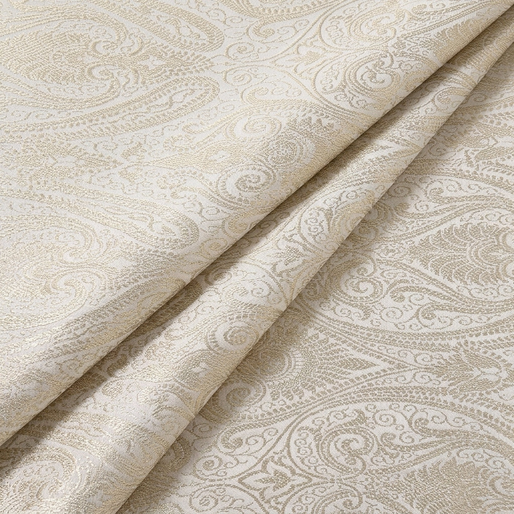 Folded Cream Zari Semi Banaras Fabric