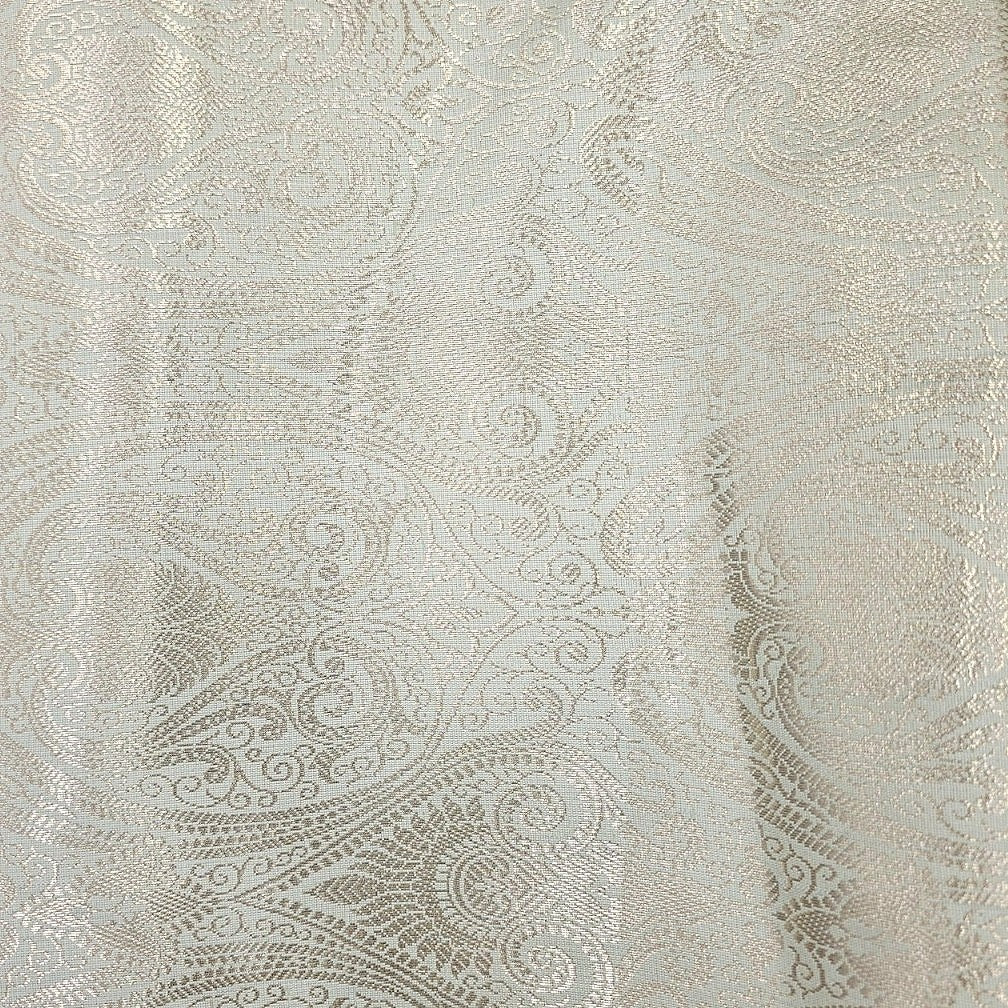 Cream Zari Semi Banaras Fabric, laid flat