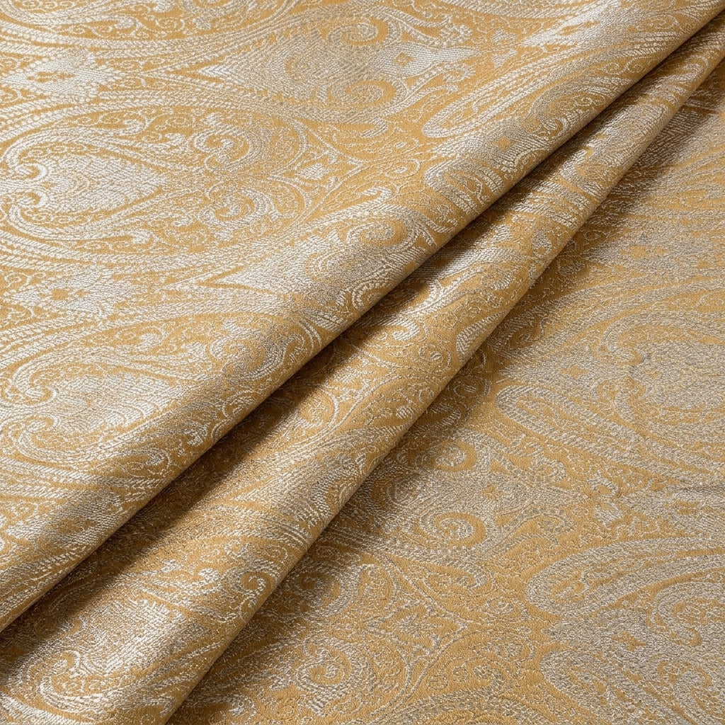 Folded Mustard Zari Semi Banaras Fabric