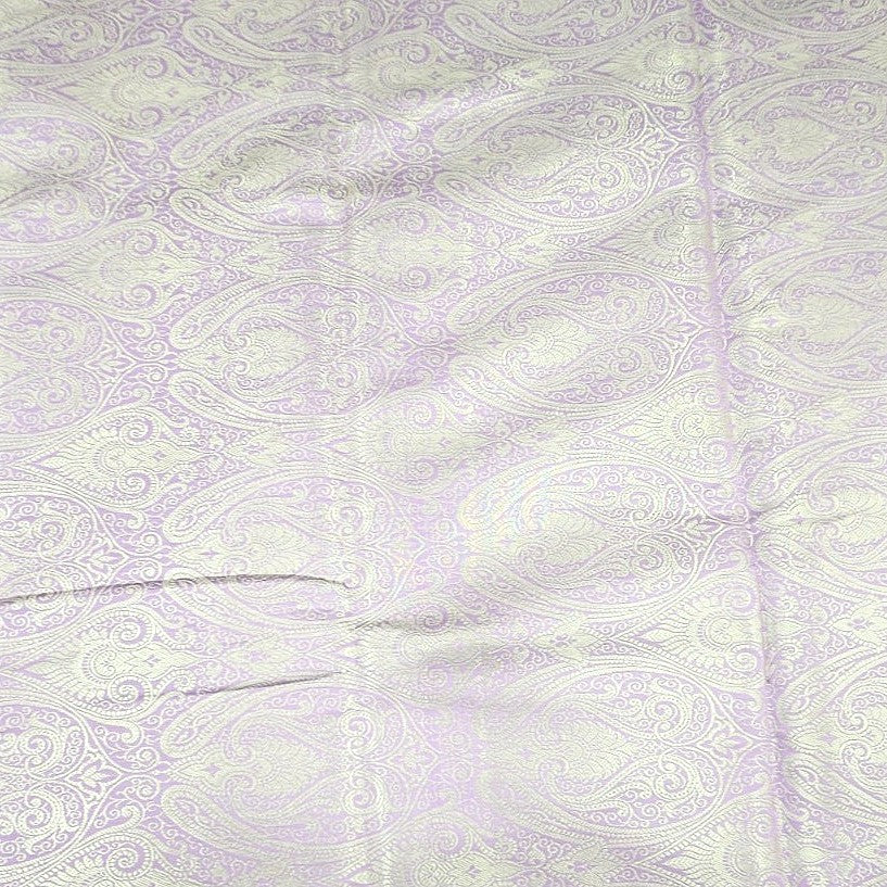 Violet Zari Semi Banaras Fabric, laid flat